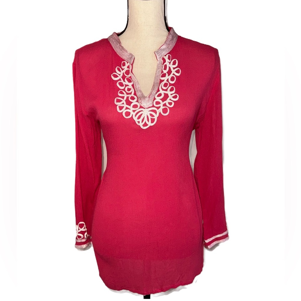 Women's Red Embroidered Top